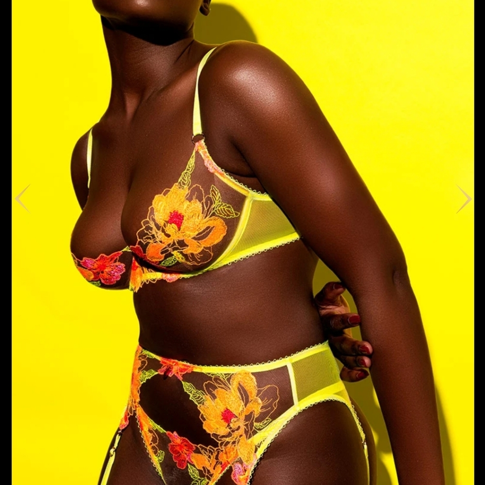 Honey Birdette Christine Neon Yellow 32D, 3 Piece!